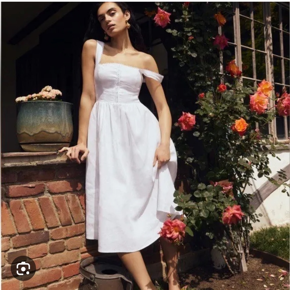 Reformation tagliatelle white linen dress 10 - Picture 3 of 5